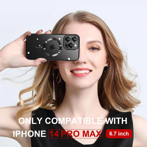 for iPhone 14 Pro Max Case Magsafe, Magnetic Clear Case with Screen Protector and Camera Cover, Transparent Electroplated Case for Women/Girl/Men ...