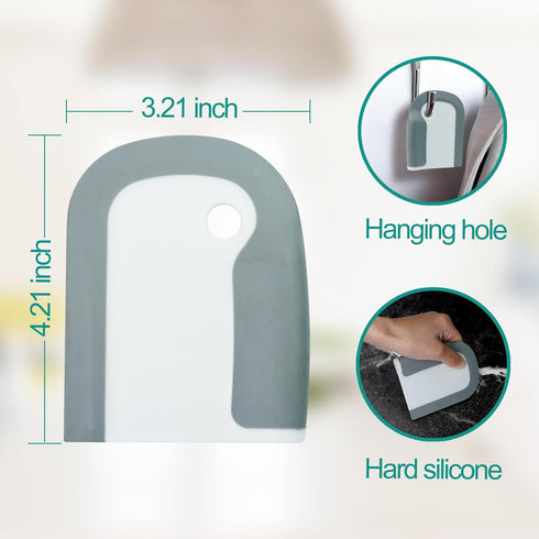 3PC Food Scraper Set, Nylon and Silicone for Cleaning of Pots, Pans, Dishes - BPA Free Plastic Scraper for Tough Cleaning and Silicone Spatula Cle...