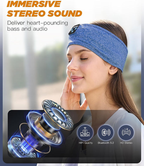 Perytong Bluetooth Headband Headphones, Sleep Headphones Bluetooth for Side Sleepers - Sleeping Headphones Comfortable Headband with Thin Speaker ...
