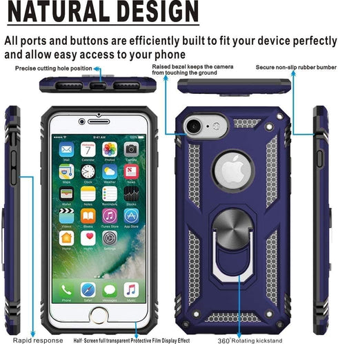 Folmeikat iPhone 8/7/6s/6 Case with 360 Rotating Metal Ring, Slim Shock Absorption, Blue...