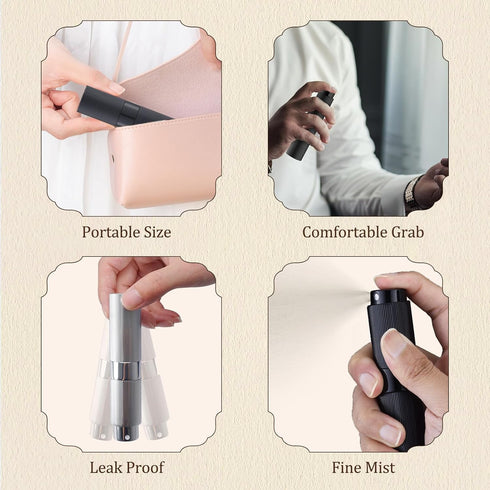 LISAPACK 8ml Stripe Perfume Atomizer Spray Bottle, 3pcs Travel Cologne Sprayer Refillable, Empty Mini Portable Perfume Dispenser (Black, Silver, B...