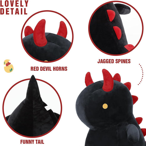 Ditucu Cute Dinosaur Plush Dino Stuffed Animals Plushies Toys Super Soft Dolls Birthday Gifts for Kids Girls Boys Black 12 inch...