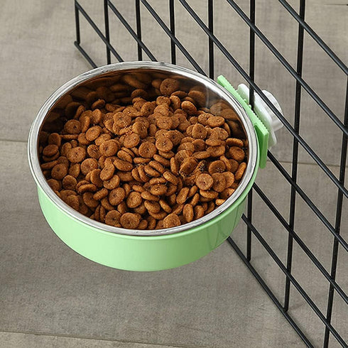 Love Dream Crate Dog Cat Bowls, Removable Stainless Steel Hanging Pet Cage Bowls for Kennel, Water Food Feeder Bowls Cage Coop Cup for Cats, Dogs,...