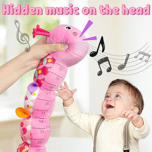 Baby Toys Musical Caterpillar,Infant Stuffed Animal Toys with Crinkle and Rattles,Soft Sensory Toys with Textures for Tummy Time Newborn Boys Girl...