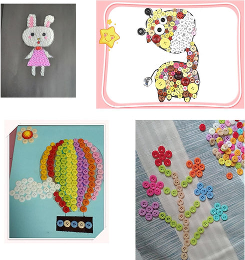 500-600 Pieces Variou Size Resin Buttons Various Shapes Variou Color Sewing Craft Kids Handmade Button Painting DIY Ornament with 60" Long Soft Ru...