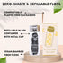 Natural Bamboo Dental Floss: 1 Refillable Glass Container + 3 Biodegradable Bamboo Floss Refill (33 Yards Each), Eco-Friendly, Vegan, Non-Toxic Na...
