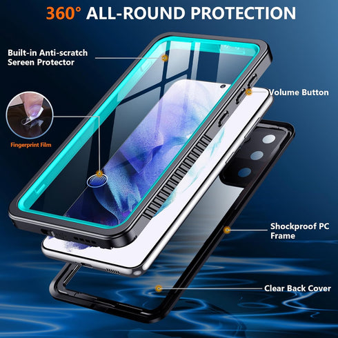 Designed for Samsung Galaxy S21 Case, Waterproof Built-in Screen &Lens Protector, Full Heavy Duty Protection, Military Shockproof, Dustproof, Anti...