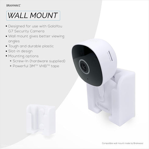 2-Pack Wall Mount for Galayou G7 Cam 2K Wi-Fi Baby Monitor Security Camera, Easy to Install Holder Bracket, Adhesive & Screw-in Mounting - (White)...