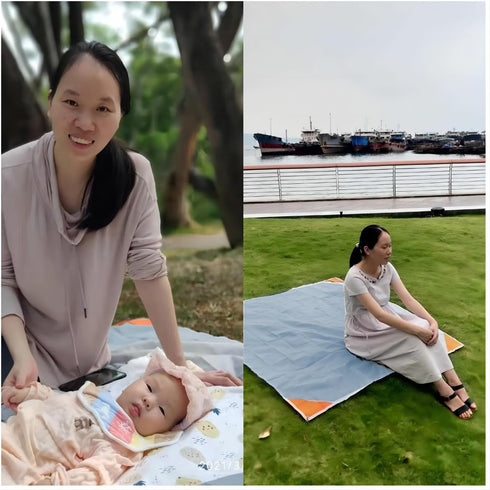 Pocket Picnic Blanket, Sandproof Lightweight Pocket Camping Tarp, 55?x60? Foldable & Fits into Small Bag, Water Resistant Washable Quick Dry Compa...
