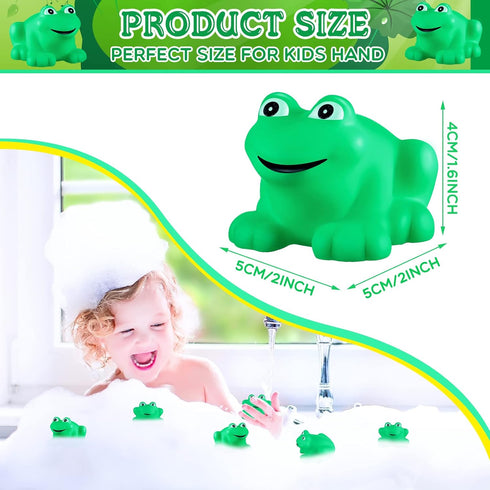Zubebe Rubber Frogs Squeak and Floating Frog Sea Turtle Rubber Bath Toy Baby Shower Swimming Bathtub Toys for Shower Frogs Bathtub Birthday Party ...