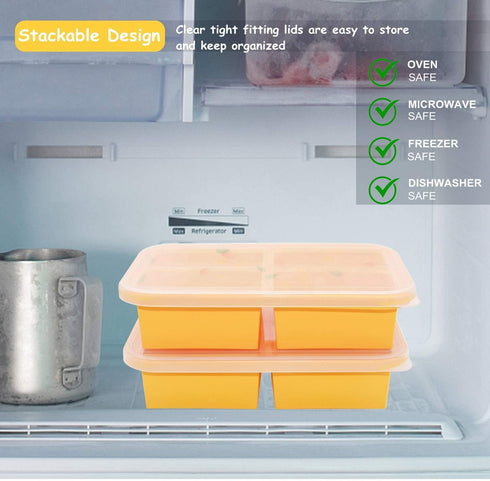 Bangp 1-Cup Silicone Freezing Tray with Lid,Silicone Soup Freezer Molds,Silicone Freezer Container,Silicone Molds for Soup and Food Storage - Make...