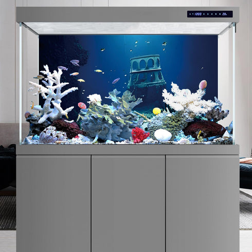 AWERT 30x18 inches Undersea Aquarium Background Ruins Aquarium Background Undersea Shipwreck Fish Tank Background...