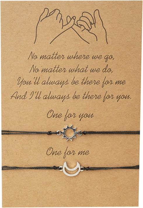 2 Pcs Pinky Promise Distance Matching Bracelet Friendship Couple Bracelet Heart Infinity Evil Eye Butterfly Star Moon Elephant Bracelets Mother Da...