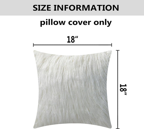 Home Brilliant Fur Pillow Covers 18x18 Decorative Throw Pillow Covers Fluffy Throw Pillows for Couch, Set of 2, 18 inch, White...