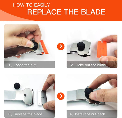 DEKEones Razor Blade Scraper, Long Handled Scraper Tool with 10 Extra Replacement Blades, Razor Scraper Remover for Cleaning Sticker, Paint, Caulk...