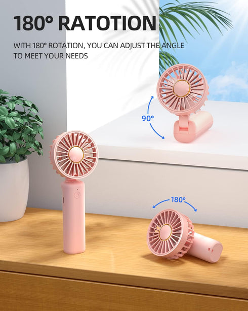 FrSara Mini Handheld Fan Rechargeable, Small Folding Fan Upgraded Wind Power, 3-Speed, 2000mAh Long Battery Life, Power Bank, Quiet, Portable, Sui...