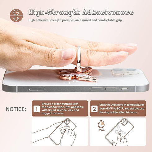 Butterfly Cell Phone Ring Grip Holder, 360 Degrees Rotation Phone Ring Grip Stand, Metal Finger Kickstand Compatible with iPhone, Samsung Galaxy, ...