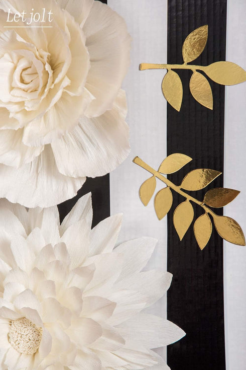 Paper Leaves Set Decor Flower Golden Decorations for Decals Family Tree Photo Wall Crafts Leaf Glitter Butterfly Baby Shower Backdrop Nursery 16pc...