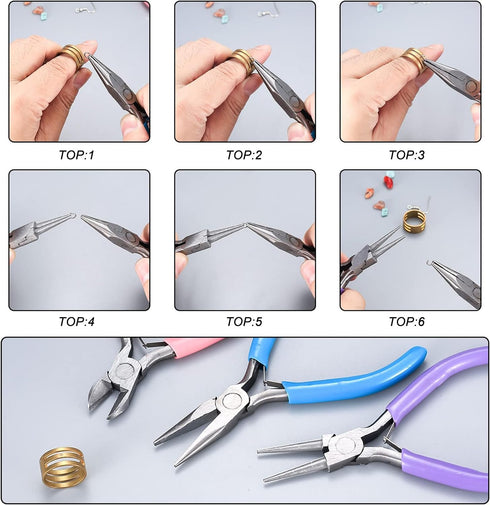 Jewelry Pliers Set, 3 Pcs Jewelry Making Tools Pliers Kit, Includes Needle Nose Pliers/Round Nose Pliers/Diagonal Pliers, Wire Cutters Pliers for ...