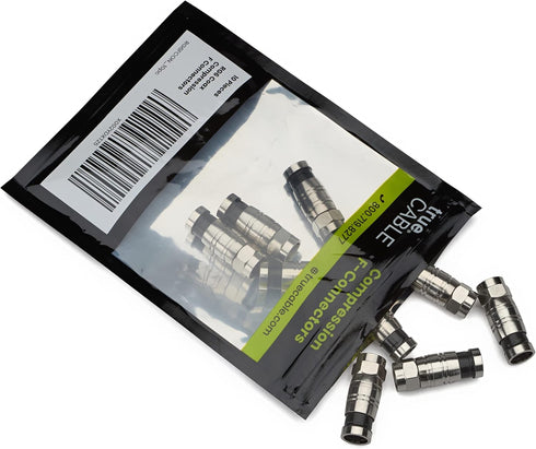 trueCABLE Universal Easy Fit RG6 & RG6Q Compression F-Connector for Dual Shield (DS) Tri-Shield and Quad Shield (QS) Coaxial Cable, 10 Pieces...