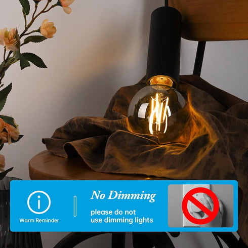 Smoke LED Globe Light Bulbs, 60 Watt Light Bulbs Soft White, 6W LED Light Bulbs, 2700k Warm White, 500 Lumen E26 Standard Base G30/G95 No Dimmable...