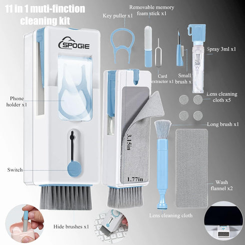 11-in-1 Keyboard Cleaning Kit, Laptop Cleaning Kit Keyboard Brush Cleaner Electronics Cleaner for Cell Phone/Earbuds/Camera Lens/Computer with Mul...