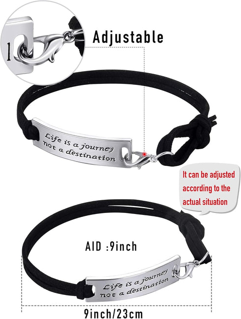 Hicarer 30 Pieces Women Inspirational Leather Bracelets Adjustable Motivational Quotes Words Engraved Bangle Bracelets Gift...