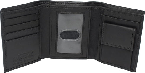 Marshal Genuine Leather Kids Slim Compact ID and Coin Pocket Trifold Boys Wallet Black...