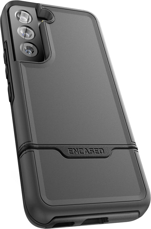 ENCASED Shockproof Galaxy S21 Case (Ultra Protective) Heavy Duty Hybrid Protection, Black (Samsung S21)...