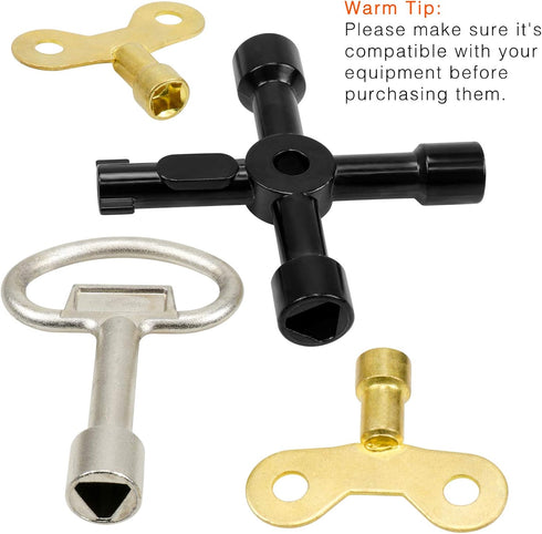 Hysagtek 4 Pcs Workshop Assortment Utility Keys Kit, Plumbers Tool Key Set for Radiators Gas Electric Meter Boxes...