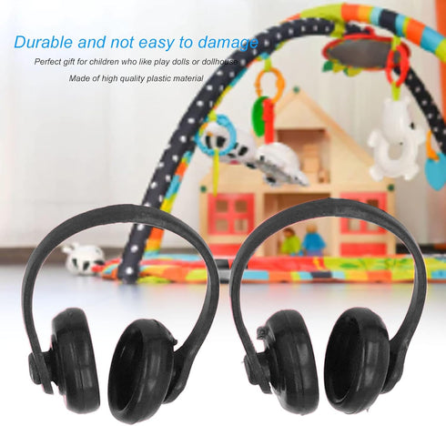 Doll Miniature Headphones Model, High Simulation Exquisite Sturdy Plastic Dollhouse Headphones Model for 1/12 Scale Dollhouse (Black)...