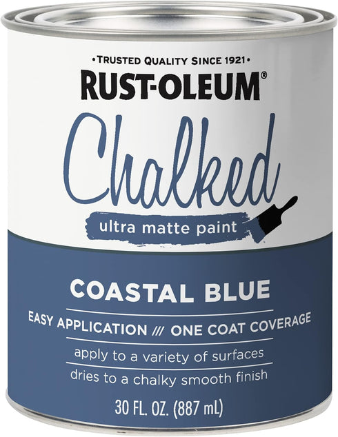 Rust-Oleum 329207 Ultra Matte Interior Chalked Acrylic Paint 30 oz, 30 Fl Oz (Pack of 1), Coastal Blue...