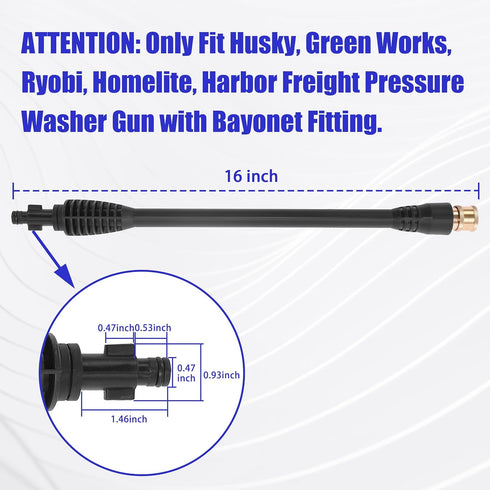 Pressure Washer Wand Replacement with 5 Spray Nozzles and 1 Tips Holder, Compatible with Some Ryobi, Portland, Husky Electric Pressure Washers Bla...