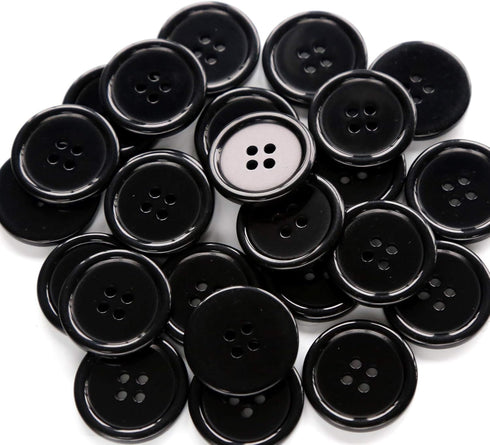 GANSSIA 1 Inch (25mm) Black Resin Buttons Sewing Flatback Button for Garment DIY Craft Decoration Pack of 50PCS...