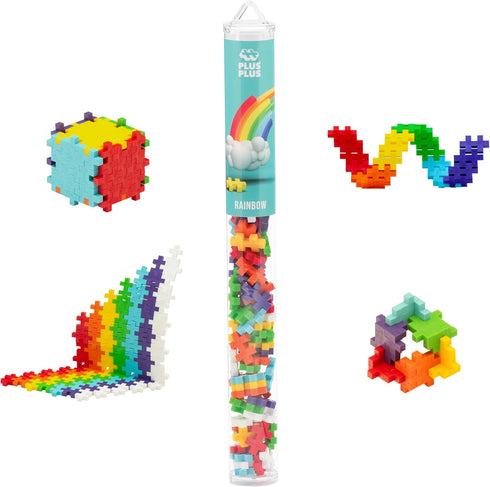 PLUS PLUS - 70 Piece Rainbow Mix - Construction Building Stem/Steam Toy, Interlocking Mini Puzzle Blocks for Kids, Open Play Tube...