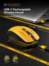 Bluetooth Wireless Mouse - (BT1/BT2+USB Receiver) Tri-Device Compatibility for PC, Laptop, Computer, MacBook, Tablet (Black and Yellow)...
