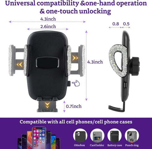 eing Car Phone Mount Holder Dashboard Air Vent Windshield,Compatible with iPhone 12/11/11 Pro/8 Plus/8/SE/X/XR/XS/7 Plus Samsung S20/S10/S9/S8,Mot...