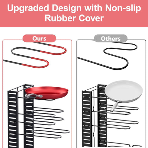 MUDEELA Pots and Pans Organizer Rack under Cabinet, 8-Tier Kitchen Organizers and Storage Pot Racks, Adjustable Pot Organizers inside Cabinet with...