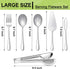 E-far Serving Utensils, 6 Pieces Stainless Steel Serving Spoon, Slotted Spoon, Fork, Tong, Cake Server and Butter Knife for Parties Buffet Banquet...