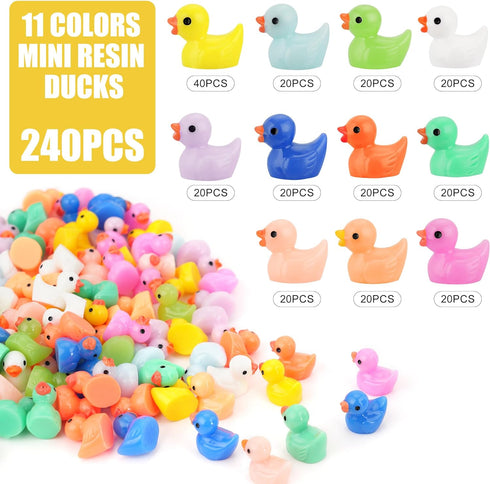 240 Pcs Mini Ducks Tiny Duck Figurines Bulk for Garden Micro Landscape, Mini Resin Ducks for Dollhouse Aquarium Potted Ornament Charms Party Toys ...