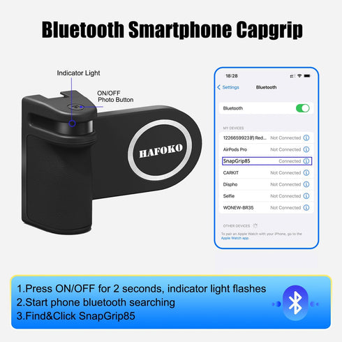 Magnetic Smartphone CapGrip Camera Cell Phone Selfie Shutter Grip Tripod Mount w 1/4" Cold Shoe with Detachable Bluetooth Wireless Remote Control ...