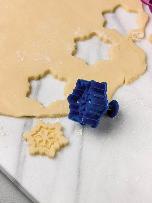 Fox Run Intricate Assorted Winter Snowflake Pastry/Cookie/Pie/Fondant 2" Stamper and Cutters 2", Set of 4, Multi-Color...
