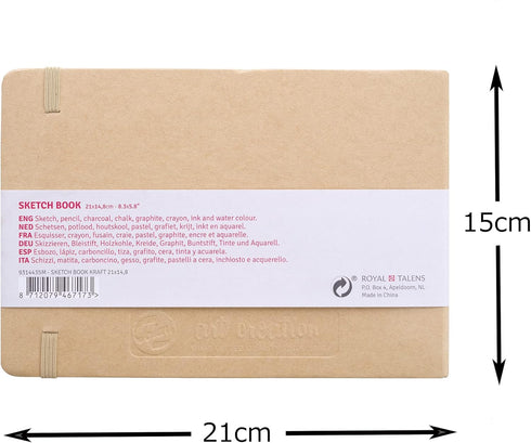 Talens Art Creation T9314-435M 452442 Art Creation Sketchbook, Drawing Notebook, 8.3 x 5.9 inches (21 x 15 cm), Kraft Paper...