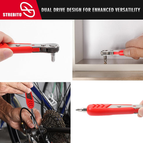 STREBITO Right Angle Screwdriver Low Profile 26 Piece Small Ratchet Set, Stubby Ratchet 90 Degree Ratcheting Screwdriver Set, Mini 1/4 Bit Ratchet...