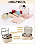Cosmetic Bags for Women Clear Leather Double Layer Makeup Bag - Large Travel Skincare Bag For Travel Organizer Toiletry Bag - Beige...