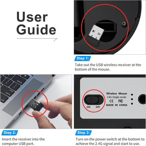 BQSS Wireless Mouse Computer Mouse with USB Receiver 2.4G PC Mouse for Laptop Macbook Mouse Durable Chromebook Mice with Adjustable DPI Black...