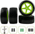 1/10 RC Rubber Tire 4pcs Front & Rear Tires and Wheels with Flange Lock Nuts Washers and Wrench for 1/10 Off Road RC Buggy Redcat Tornado S30 EPX ...