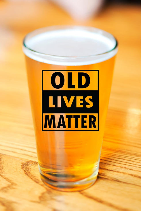 COOL AF Old Lives Matter Beer Glass - 16 Oz, Scratch Resistant Funny Beer Glass - Gag Gifts for Men - Birthday, Father’s Day, or Retirement Gift -...