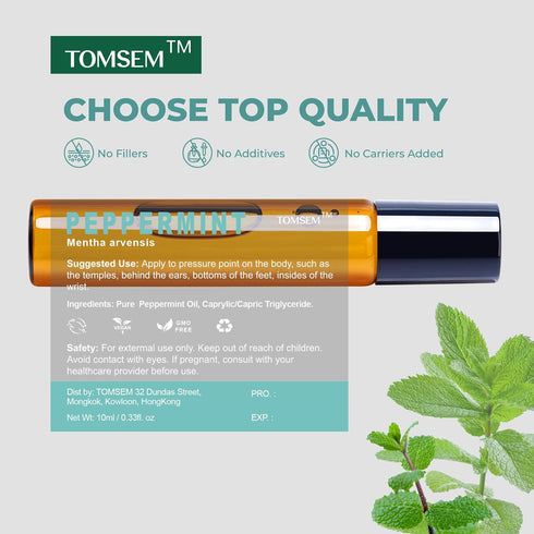 French Peppermint Essential Oil Roll On - Relieves Head Tension, Soothes Aches, Reduces Stress - Therapeutic Grade Aromatherapy Oil for Pregnancy ...