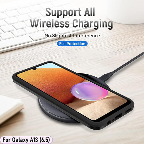 LMDAMZ for Galaxy A13(5G) 6.5 Inch Double Layer Hybrid Military Grade Rugged Shock Resistant Drop Case with 1 PCS Magnetic Car Mount and 2 PCS HD ...